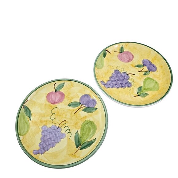 Caleca Frutta Hand Painted Italian Fruit Design 11 1/8”Dinner Plates – Set of 2 - Picture 9 of 16